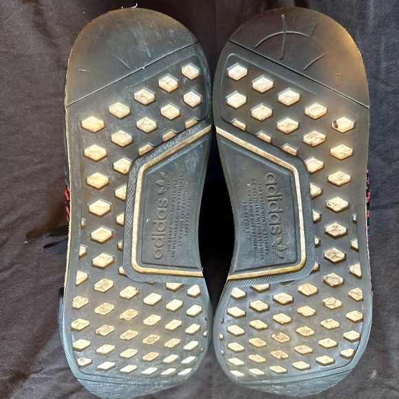 Adidas NMD R1 STLT Primeknit sneaker in Core Black and Solid Red.  Men's size 13 - Picture 5 of 7